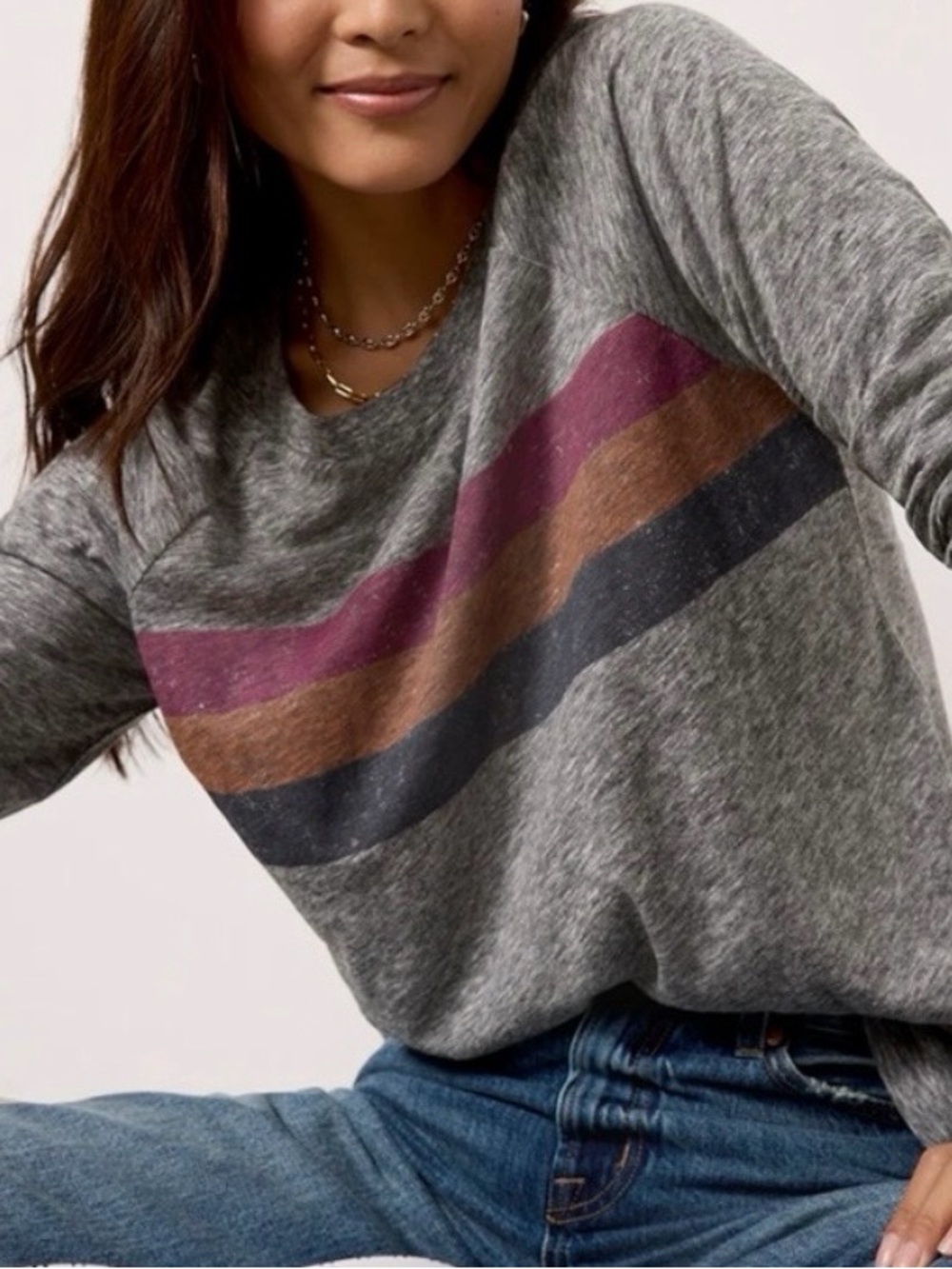 Evereve Gray Long Sleeve Ella Tee S